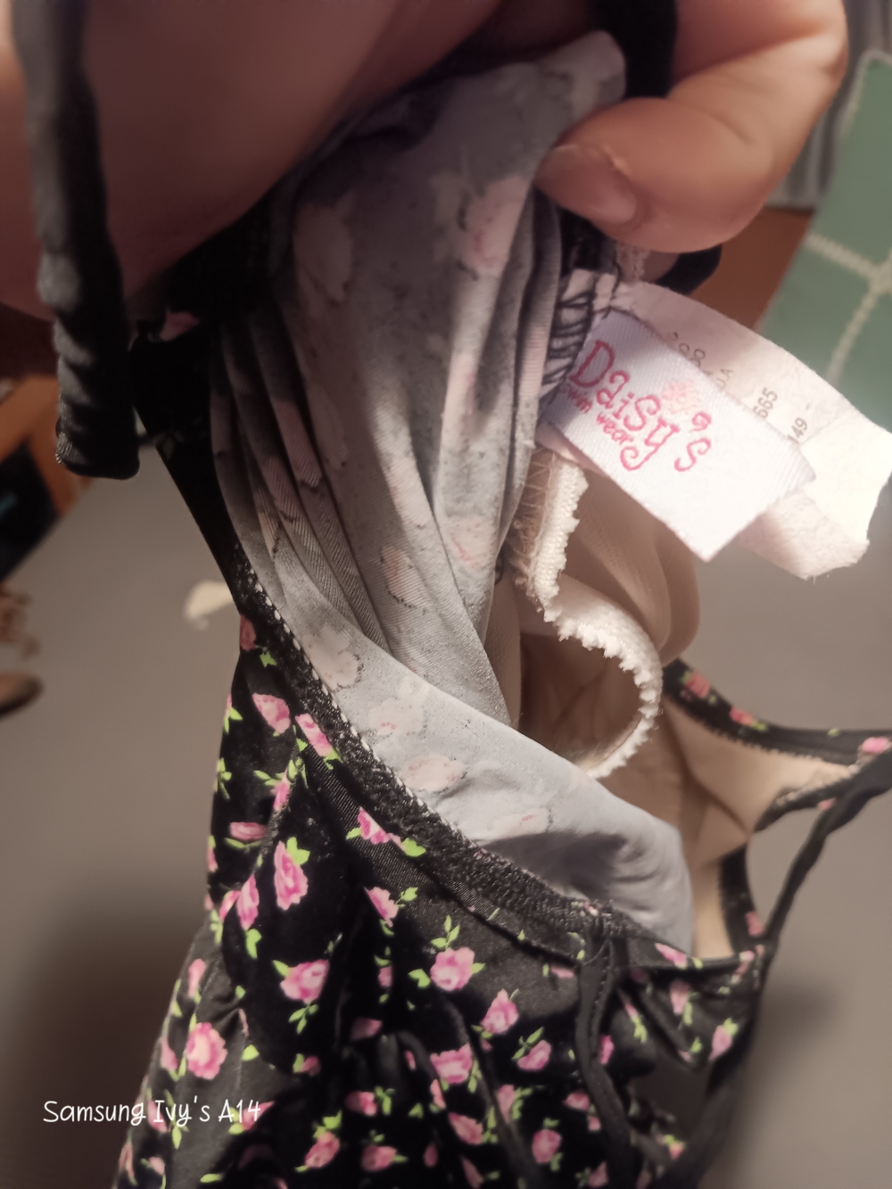 Daisys Boutique Black One-Piece Swimdress with Pink Floral Print - Picture 4 of 4